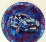 "Car ", hand-painted porcelain plate